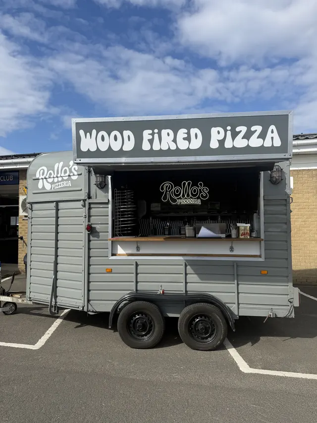 The Rollo's horsebox parked outside a club, ready for service